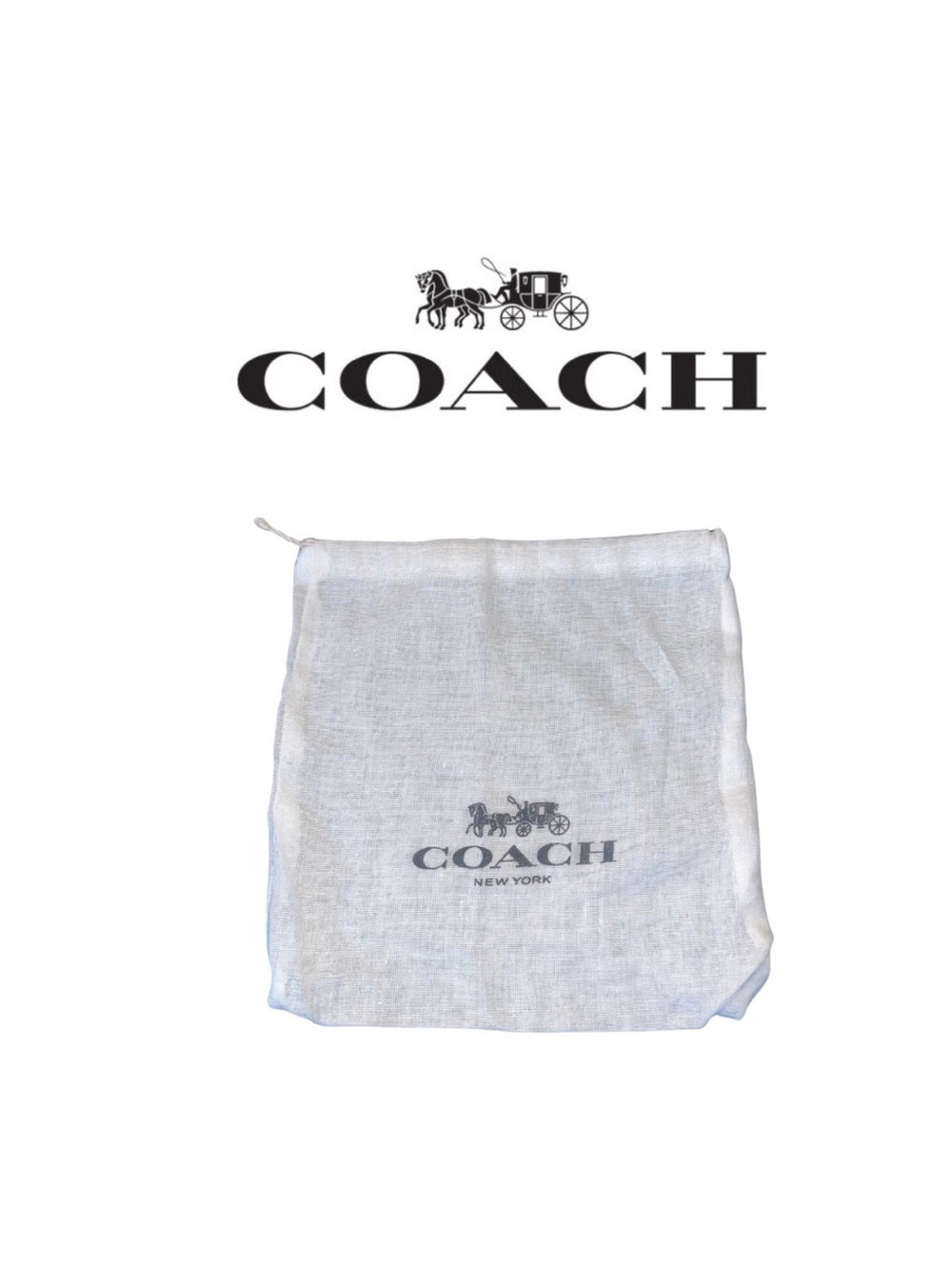 Coach Small White Drawstring Dust Bag NEW